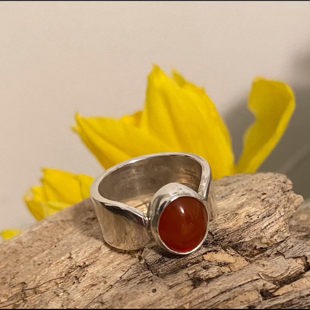Real Carnelian silver ring